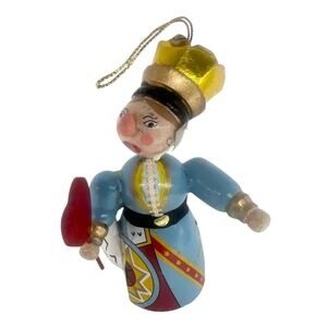 Vtg 1984 KURT ADLER Alice In Wonderland Queen Of Hearts Wooden Ornament 4" VHTF
